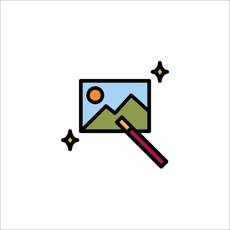 A picture with a brush and a mountain in the background vector