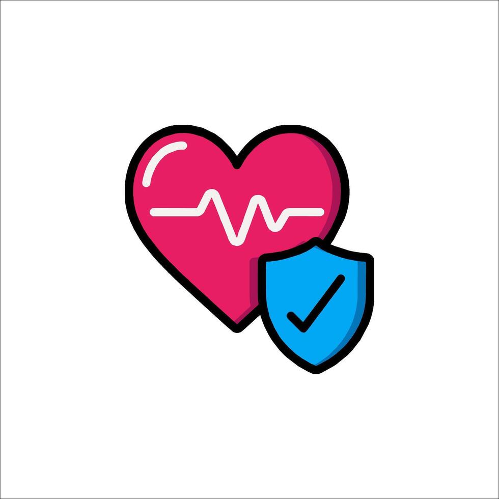 Heart health icon with check mark and heart vector