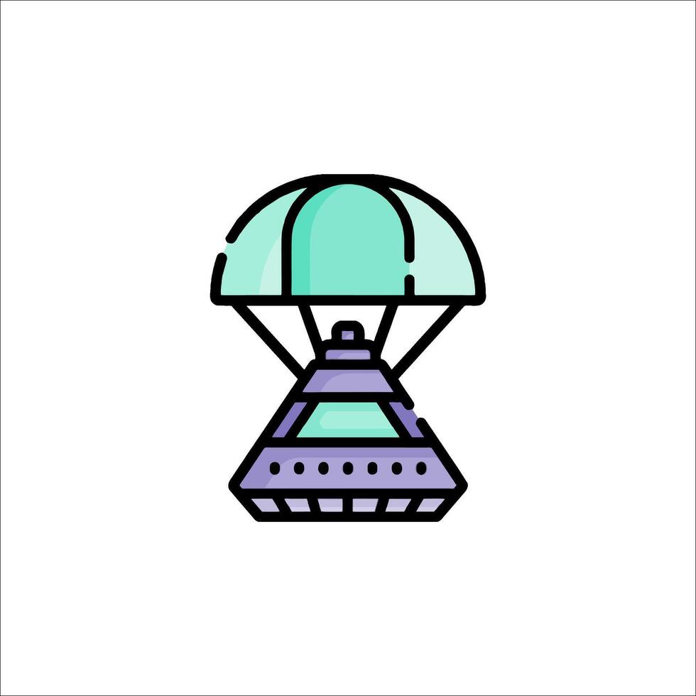 A cartoon of a parachute with a person inside vector