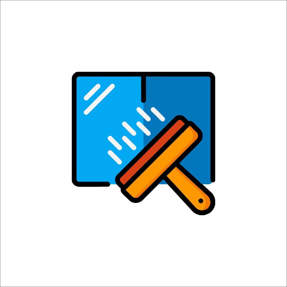 A paint roller with a paint brush icon vector
