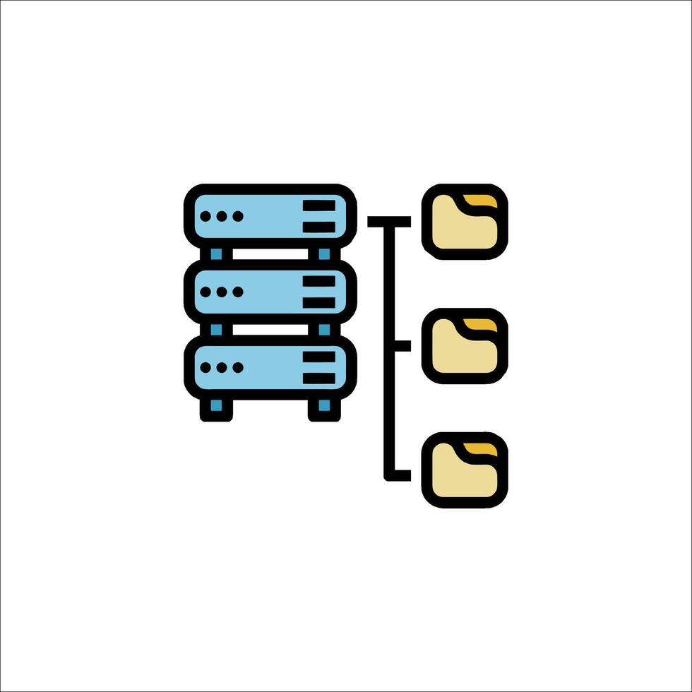 A server with a file cabinet and a folder icon vector