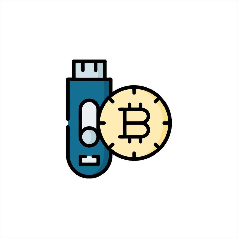 Bitcoin usb flash drive icon vector