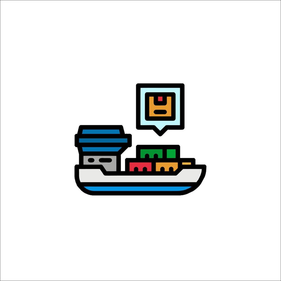 A shipping container icon with a map and a box vector