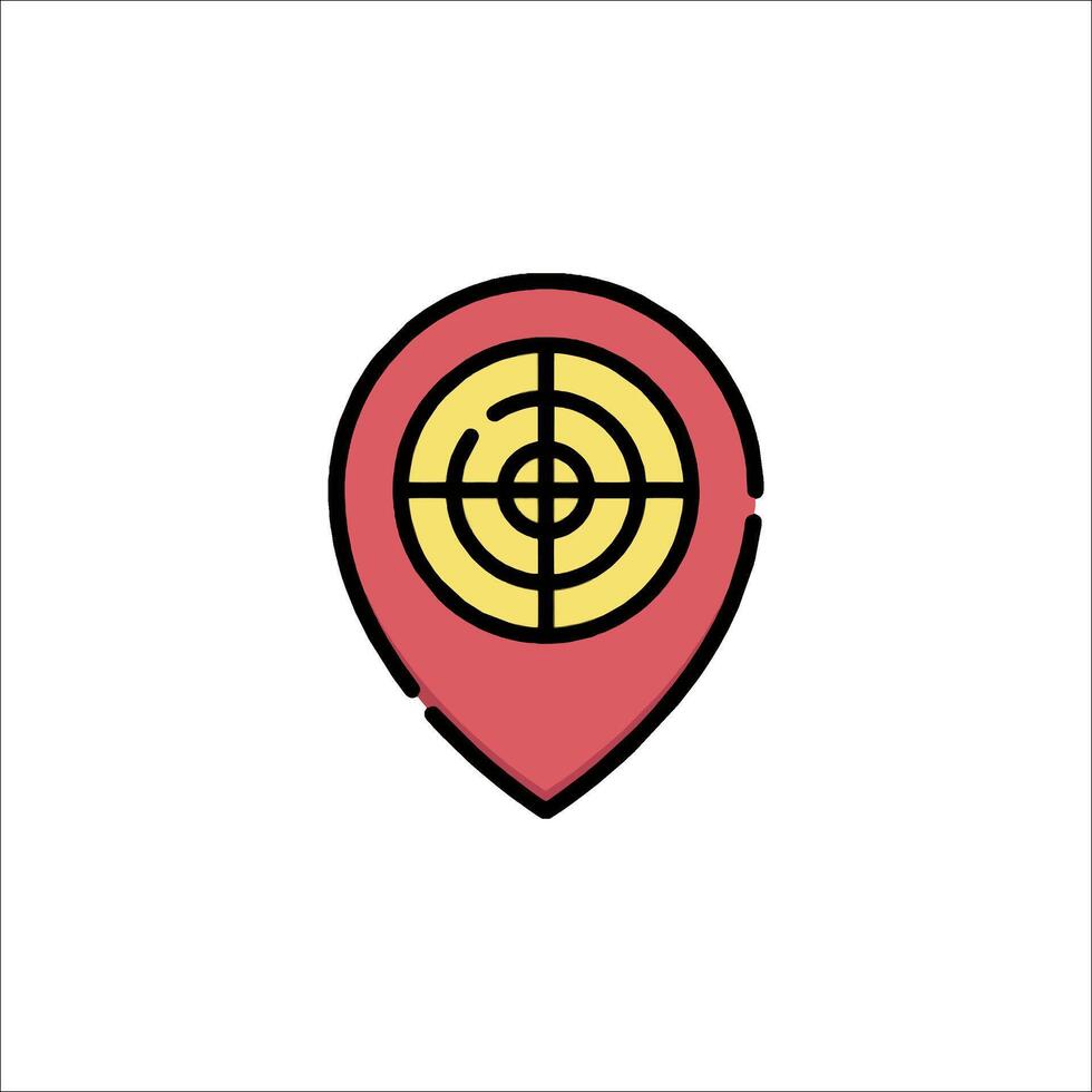 A red pin with a target on it vector
