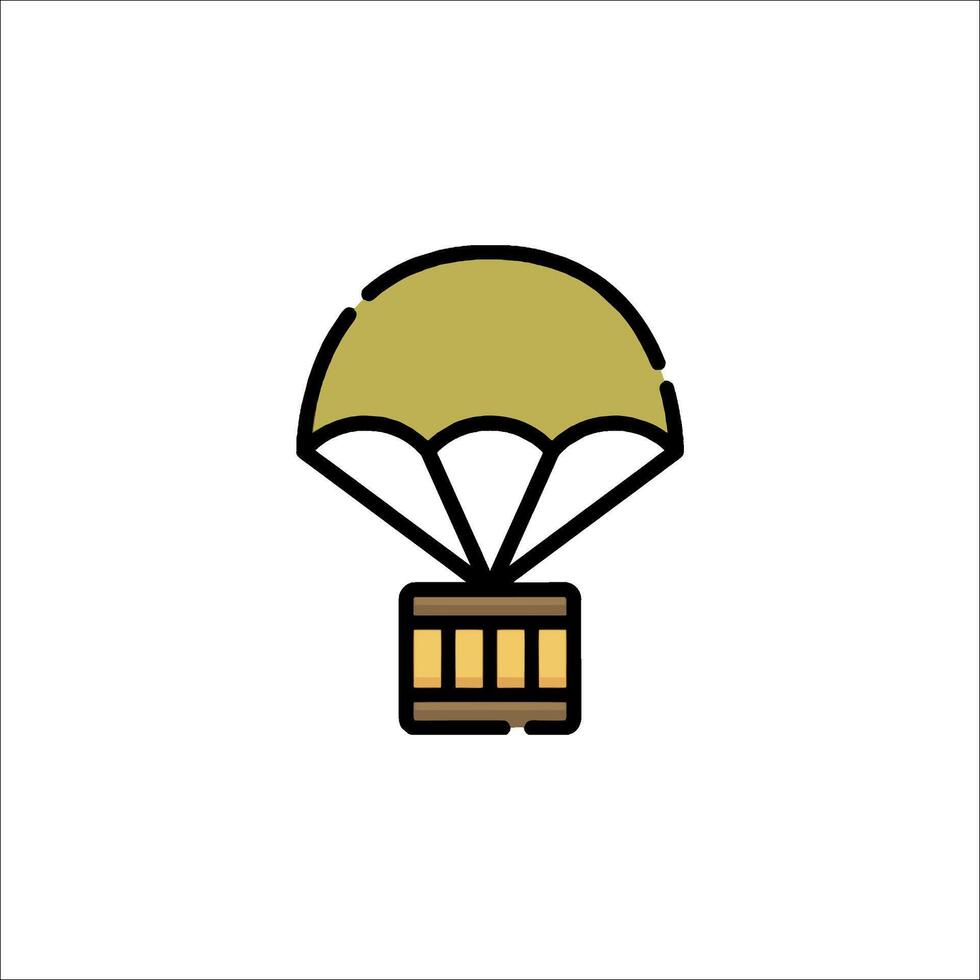 A parachute icon with a box on top vector
