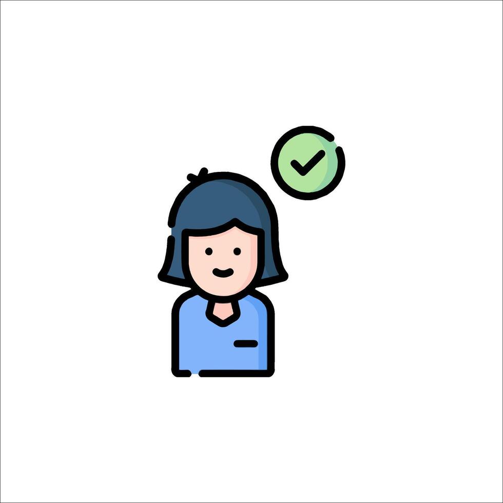 A woman with a check mark on her forehead vector