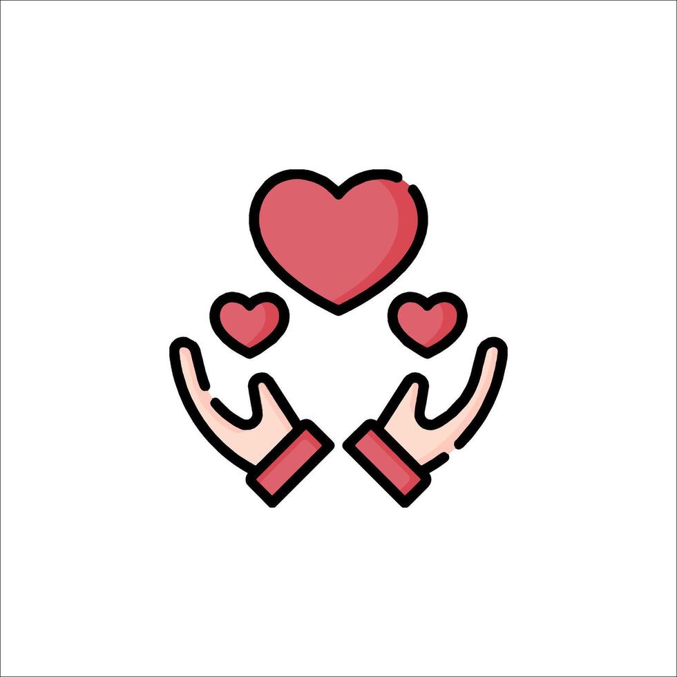 Two hands holding a heart icon vector