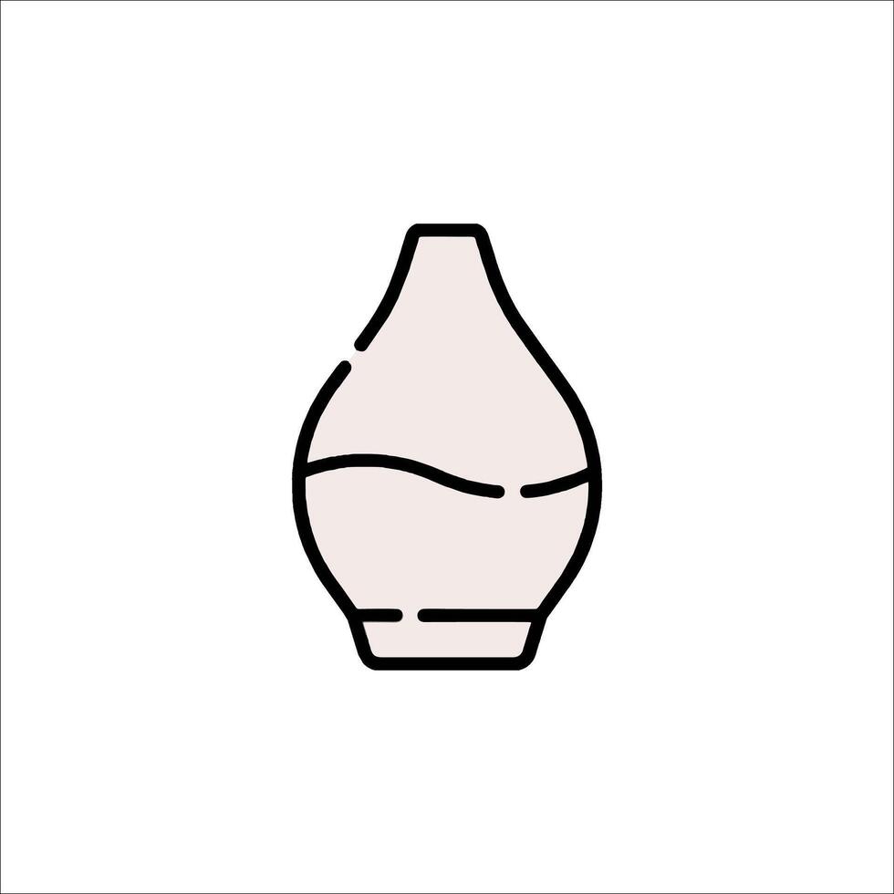 A line drawing of a vase with a wavy line vector