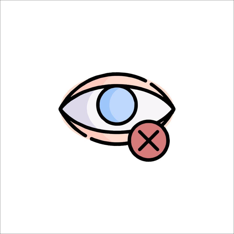 An eye with a tick on it, with a cross on it vector