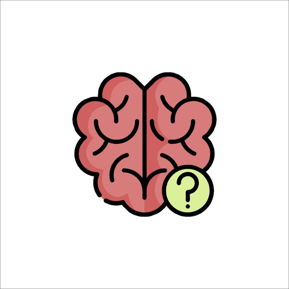 Brain icon with question mark illustration vector