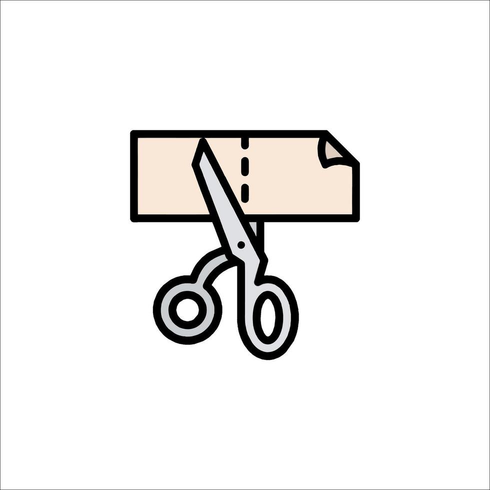 Scissors cutting paper icon illustration vector