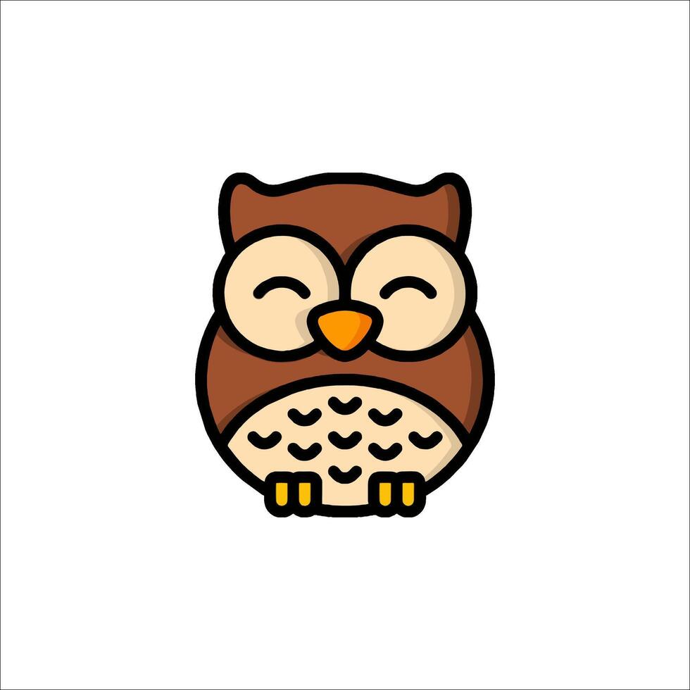 An owl icon with a smile on its face vector