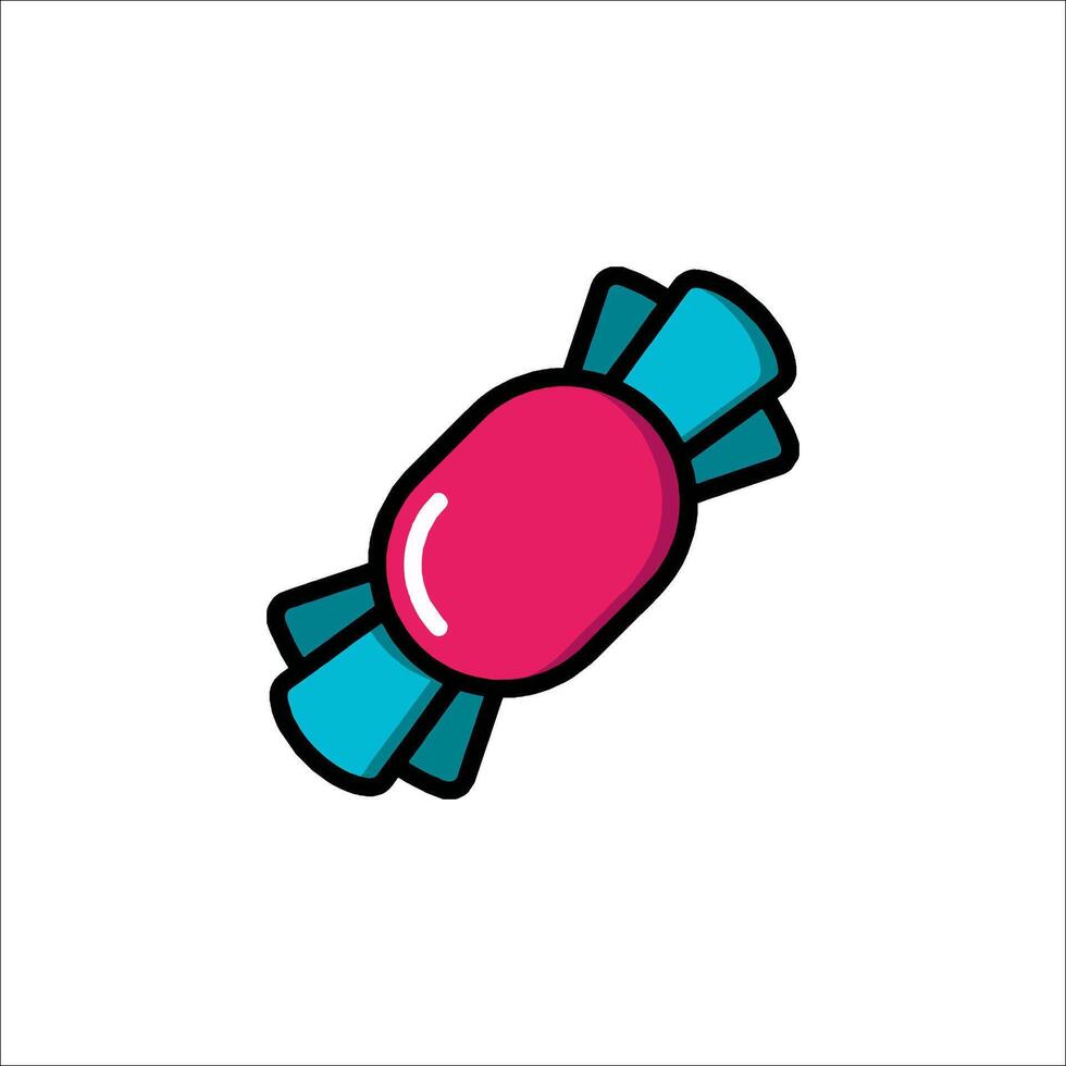A candy bar icon with a blue bow vector
