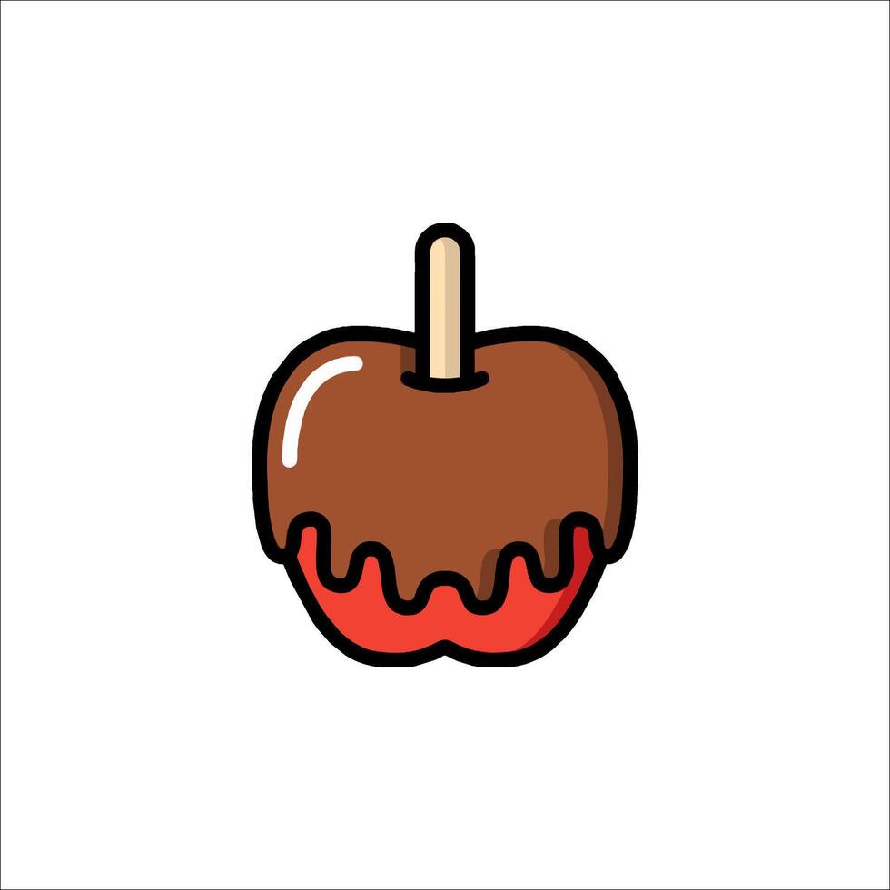 An apple with a chocolate coating on it vector