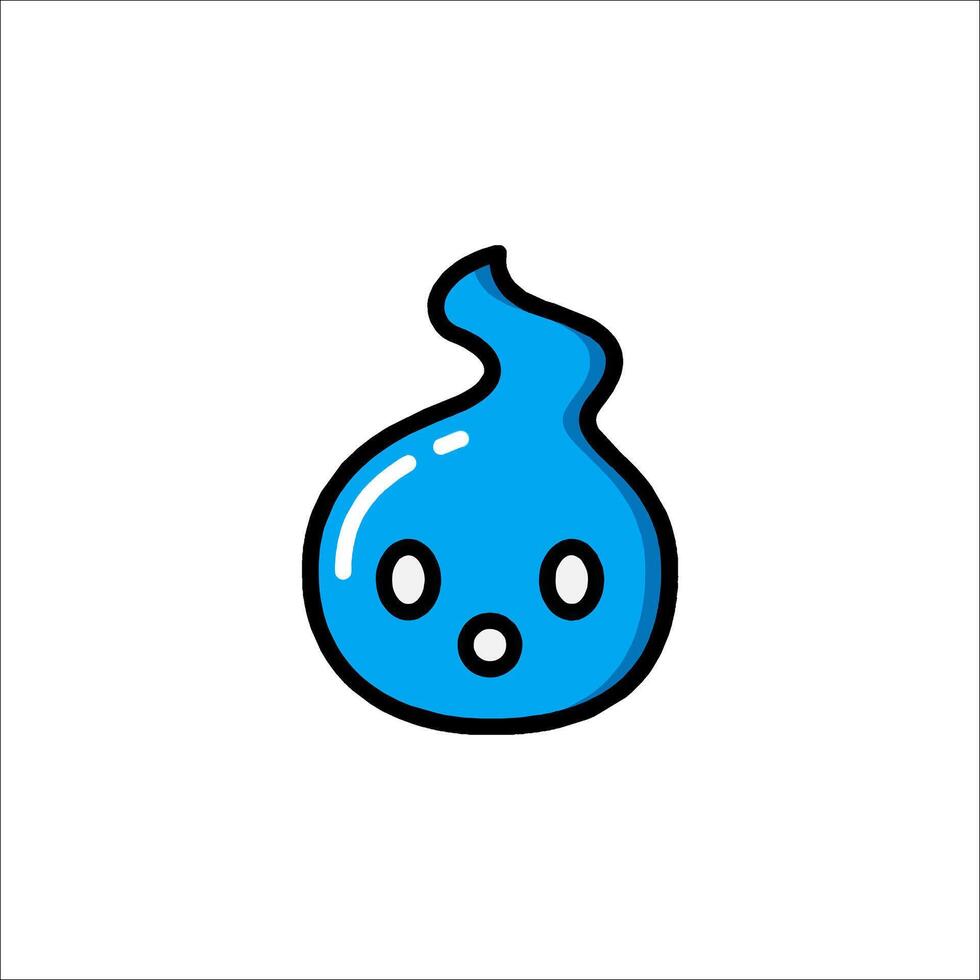 A blue water droplet icon with a face vector