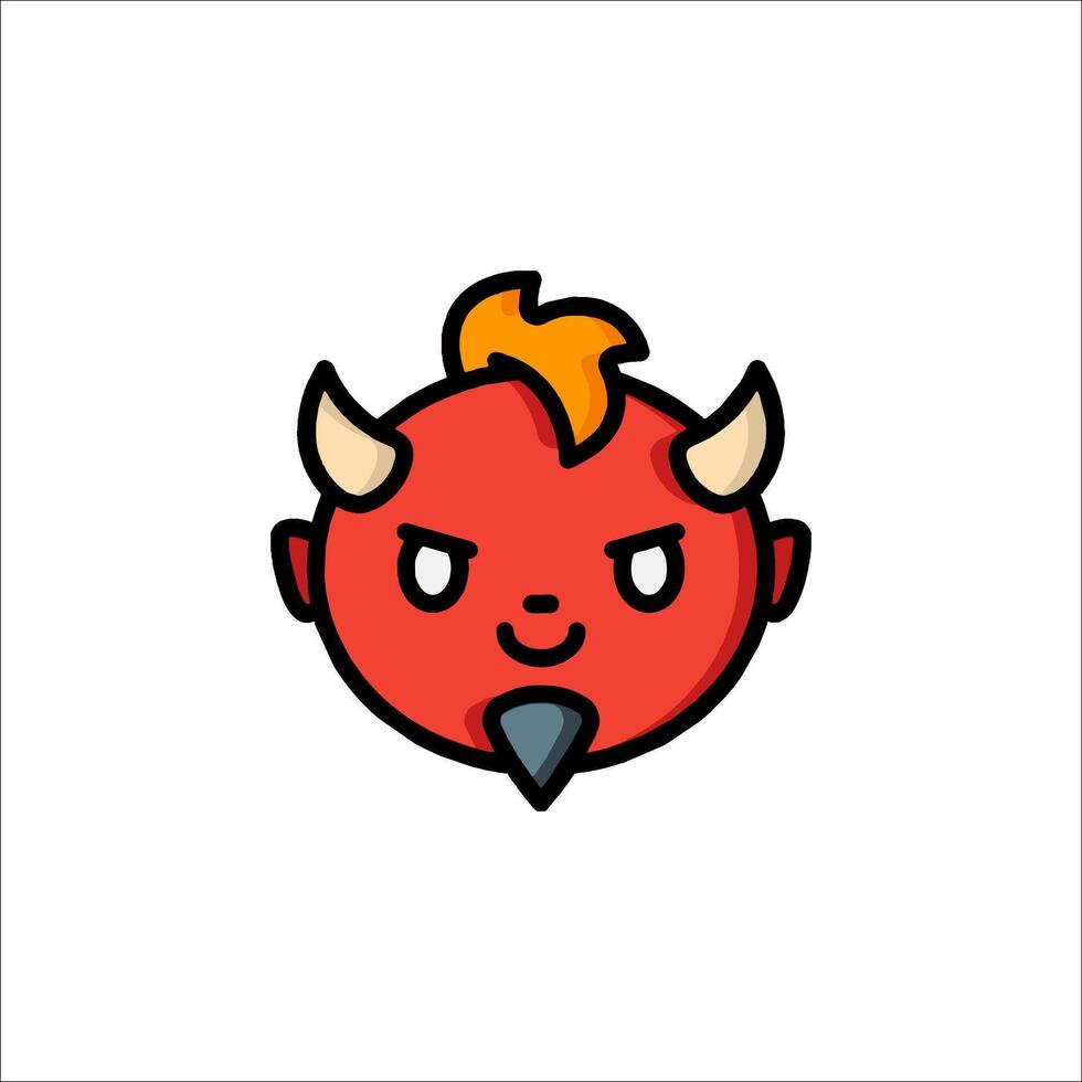 A cartoon devil head with horns and a red face vector