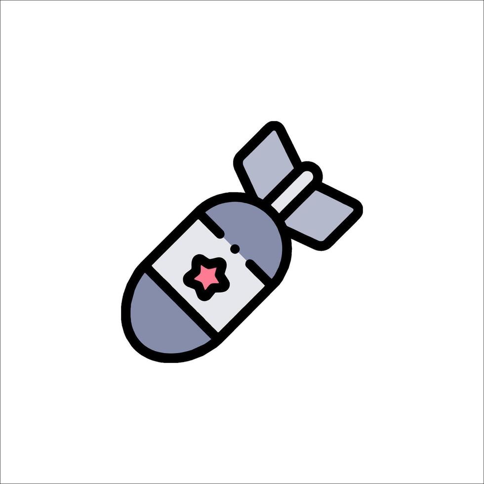 A bomb icon with a red star on it vector