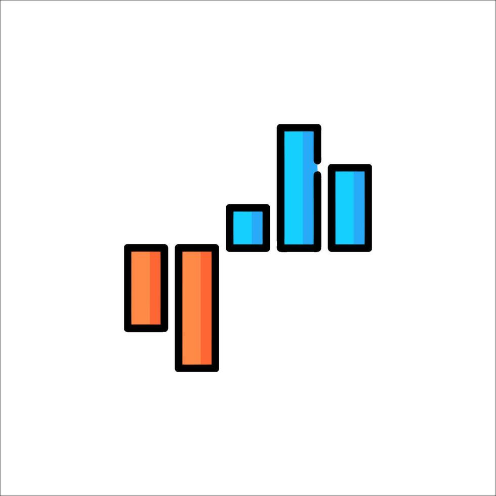 A colorful bar chart icon on a white background vector