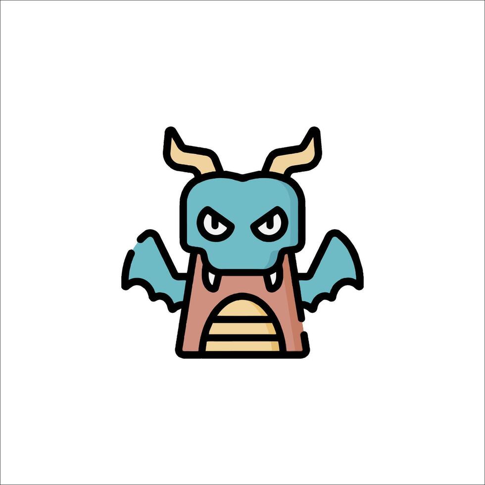 A cartoon dragon with horns and a big mouth vector