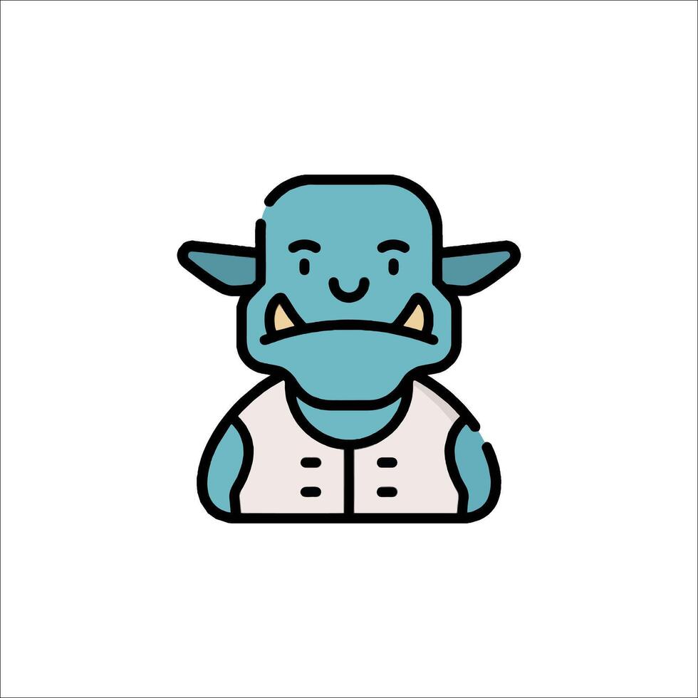A cartoon troll with a blue shirt and a beard vector