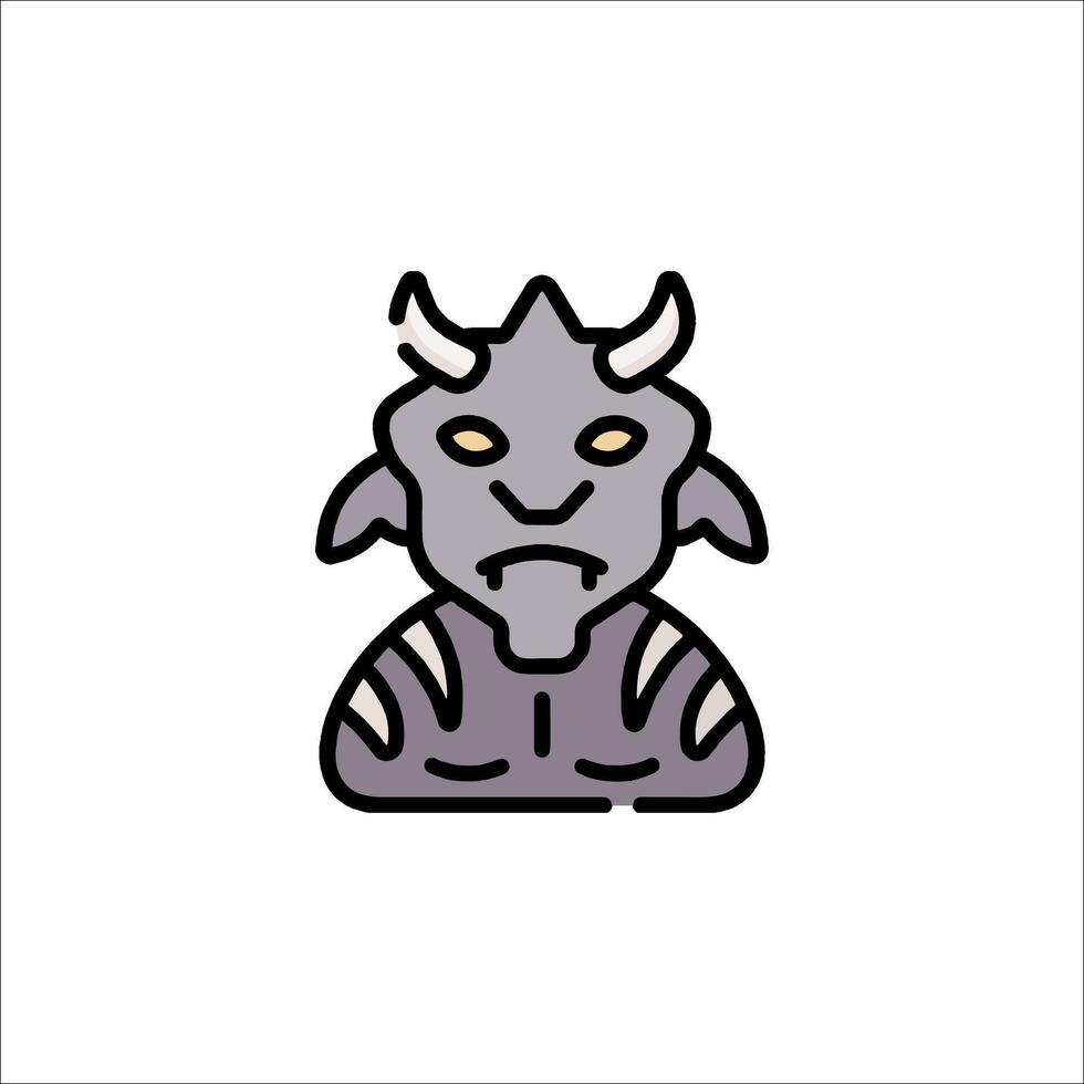 A cartoon demon head with horns and a face vector