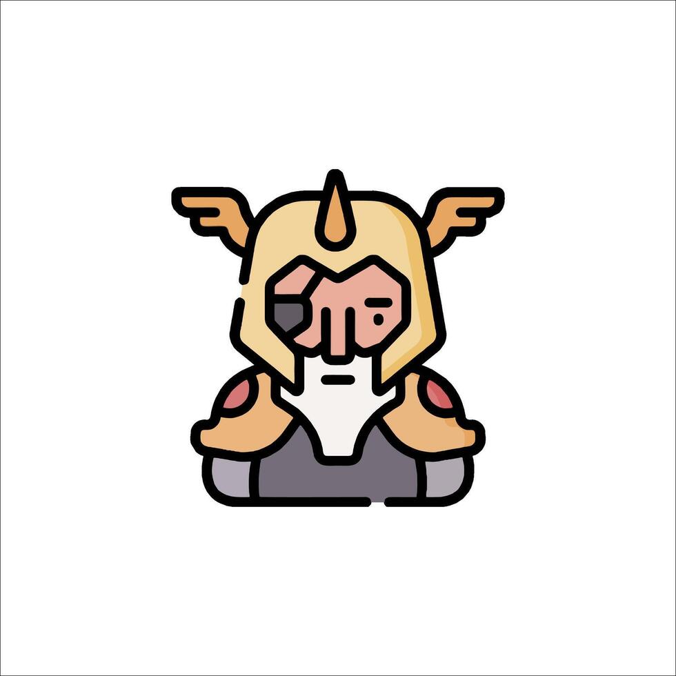 A cartoon character with horns on his head vector