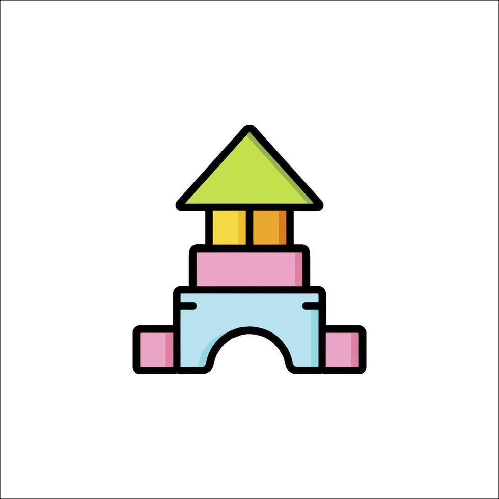 A colorful building with a green roof vector