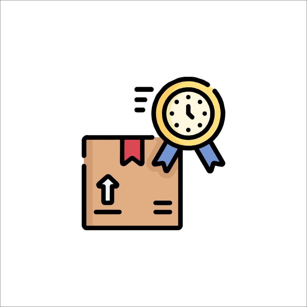 A clock and a box with a ribbon on it vector
