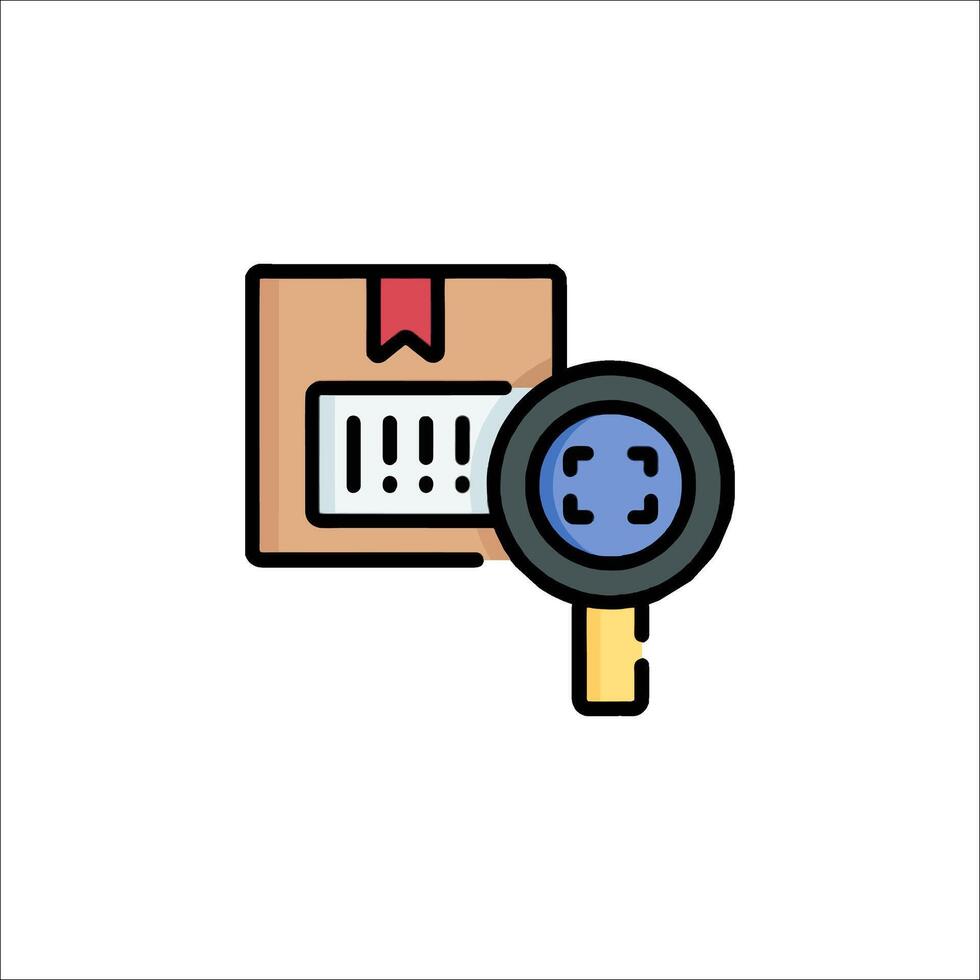 A magnifying glass and a box with a key vector