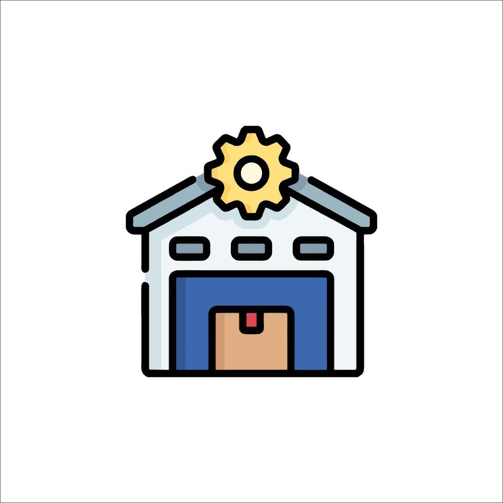 A factory building with a gear on top vector