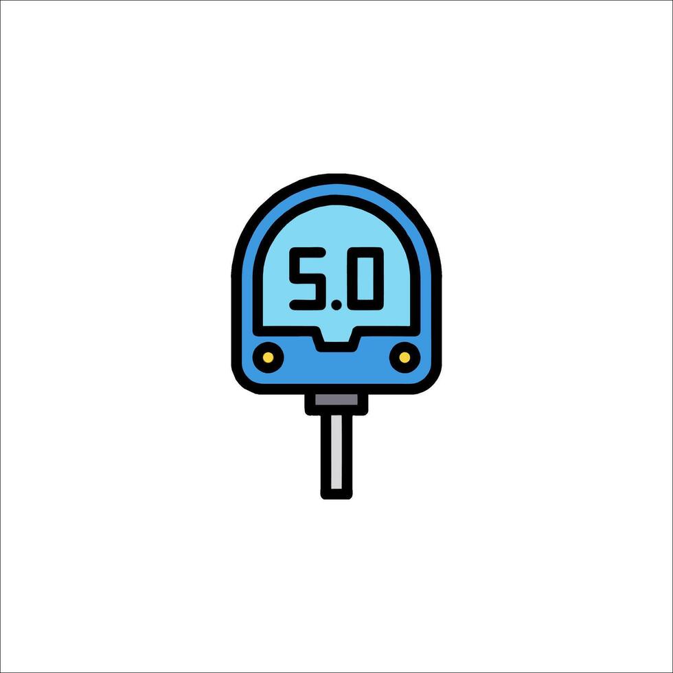 A blue and white icon of a meter vector