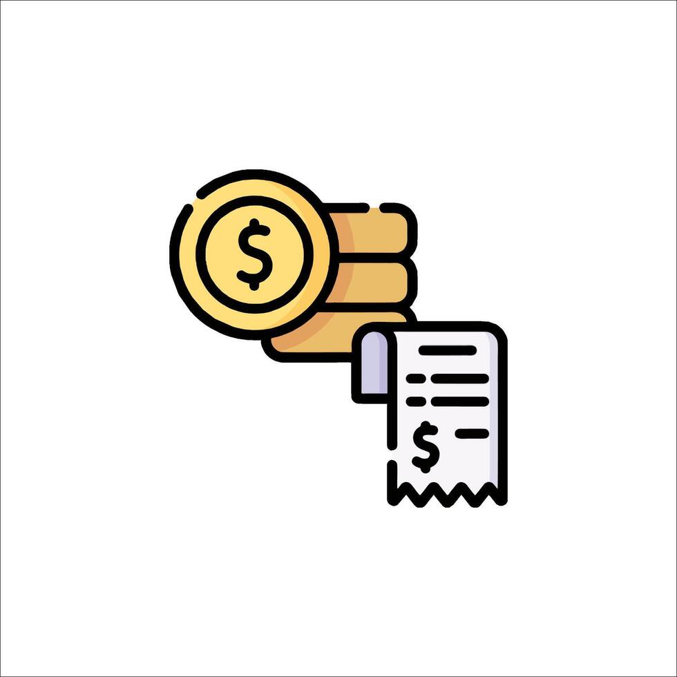 A hand holding a dollar coin and a receipt vector