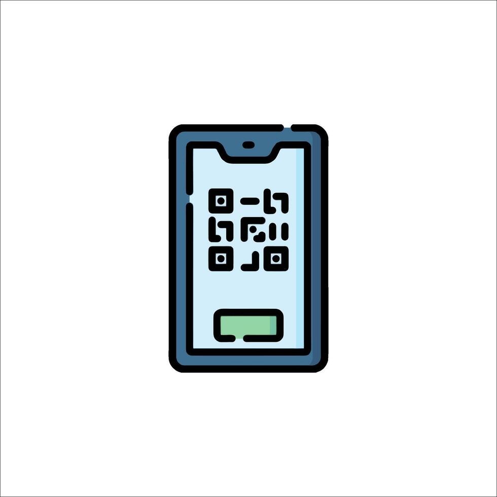 A phone with a qr code on it vector