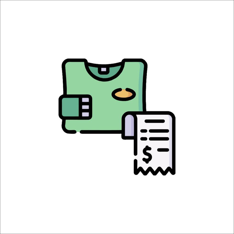 A green shirt with a receipt and a paper vector