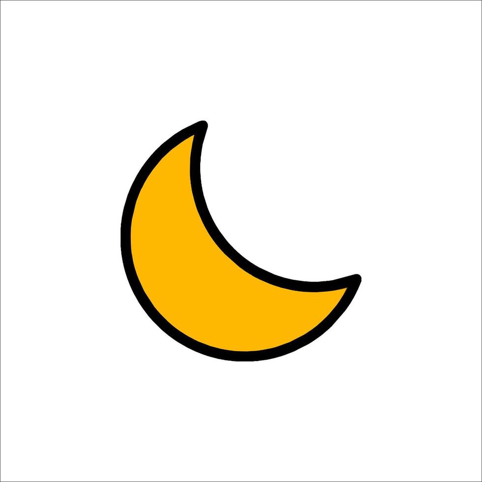 A yellow crescent icon on a white background vector