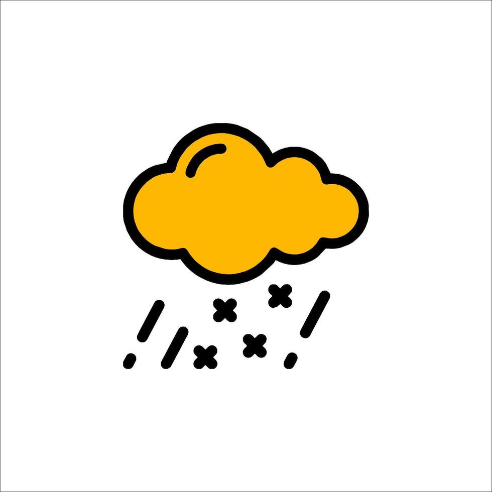 A yellow cloud with snow falling from it vector