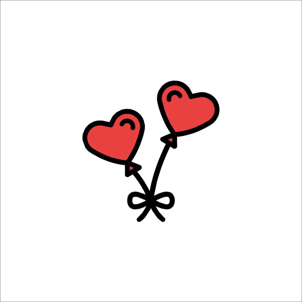 Two red hearts with bows tied to them on a white background vector