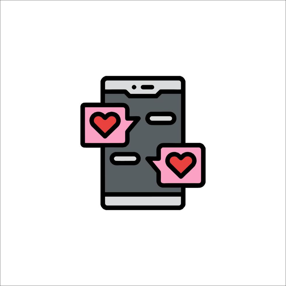 A phone with two hearts on it vector