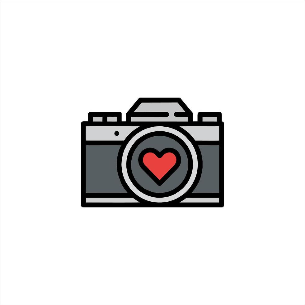 A camera with a heart on it vector