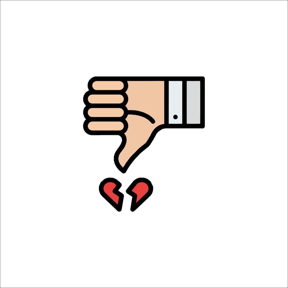 A hand with a broken heart icon vector