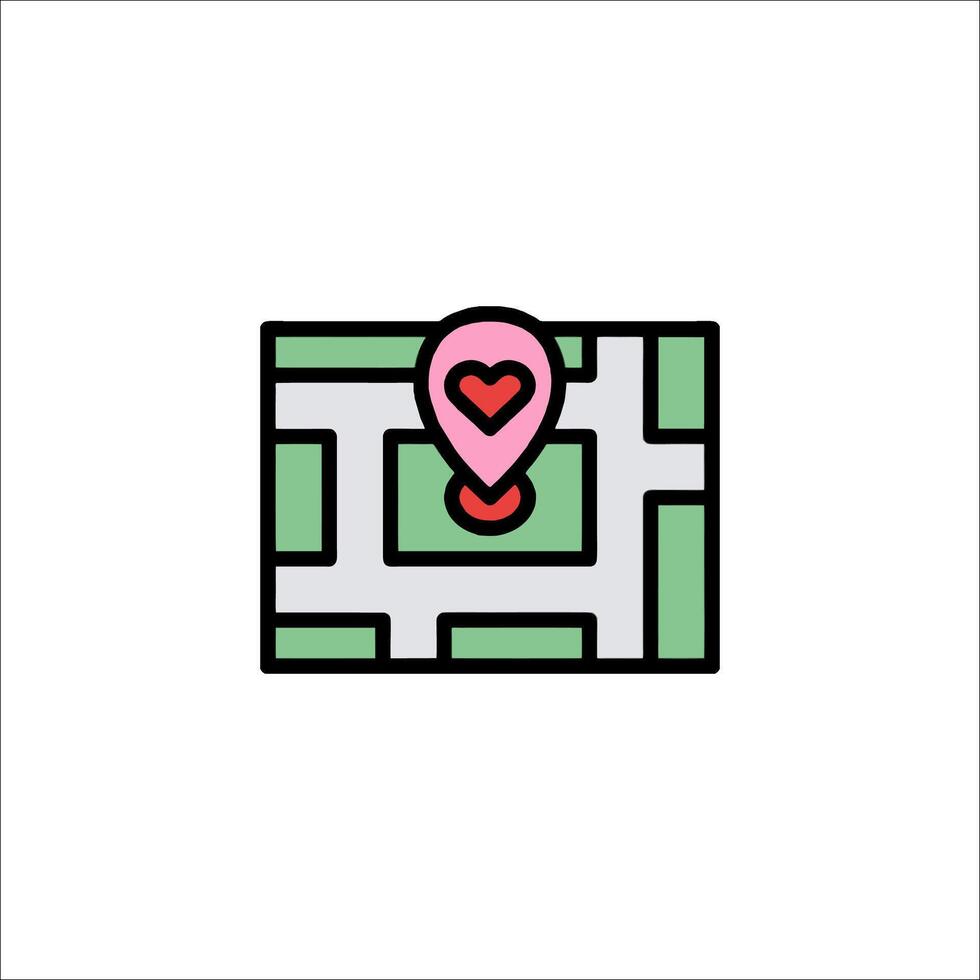 A map with a heart icon on it vector