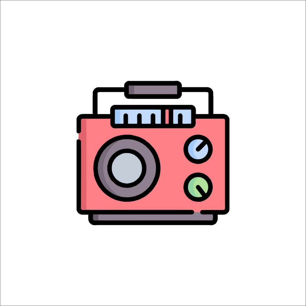 A red and black radio icon on a white background vector