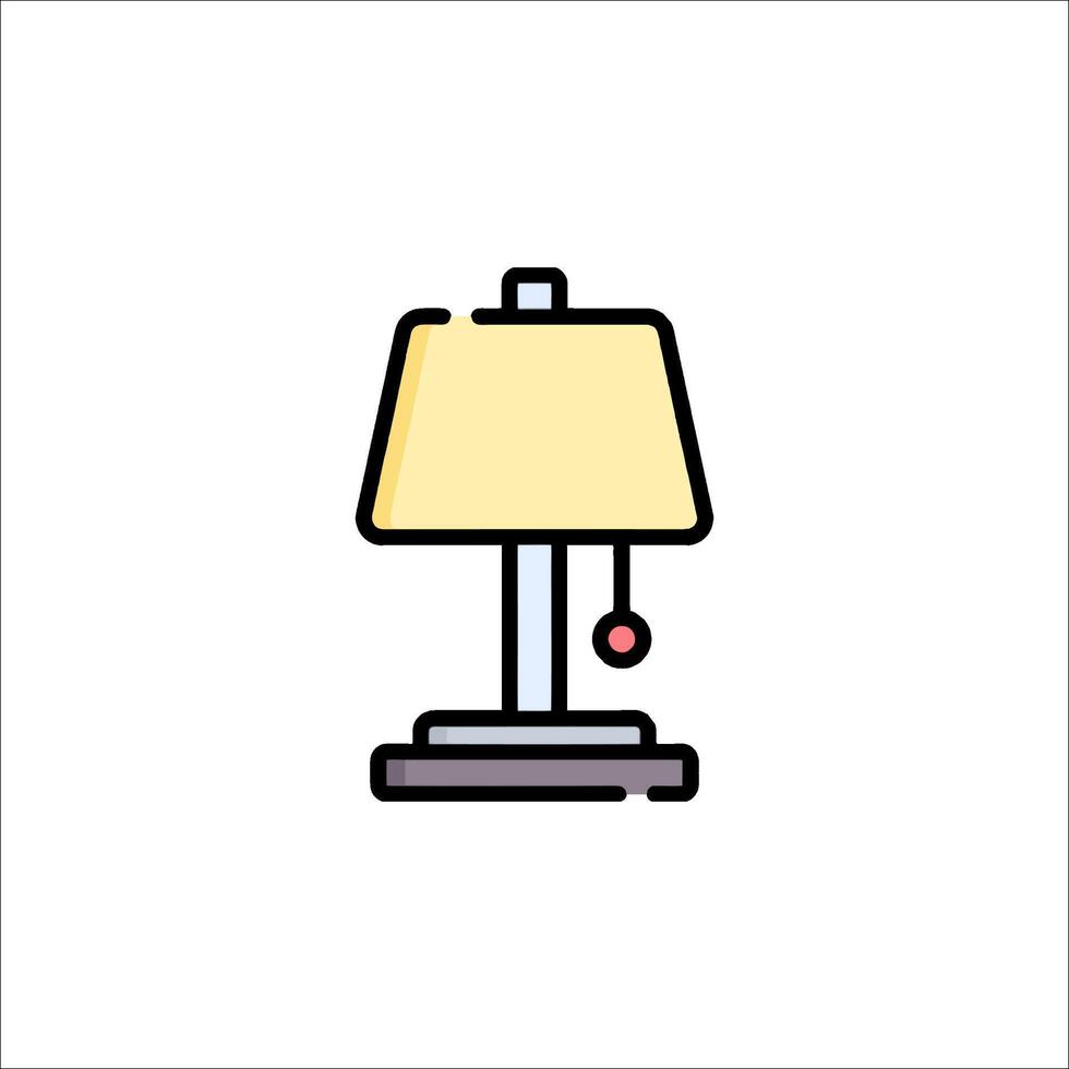 A lamp on a table with a red light vector