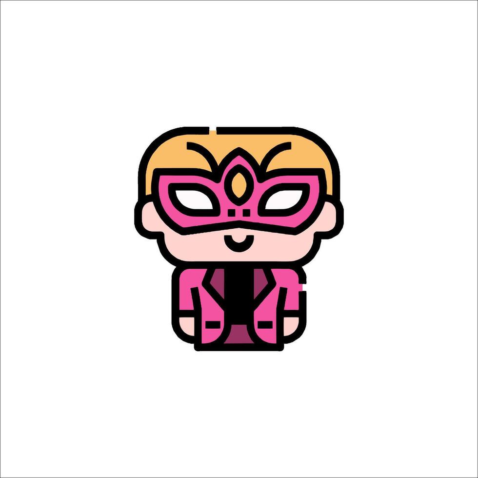 A cartoon character with a pink mask and pink hair vector