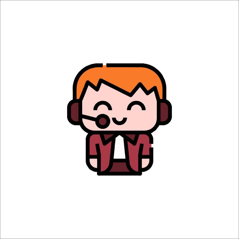 A cartoon character with headphones on his head vector