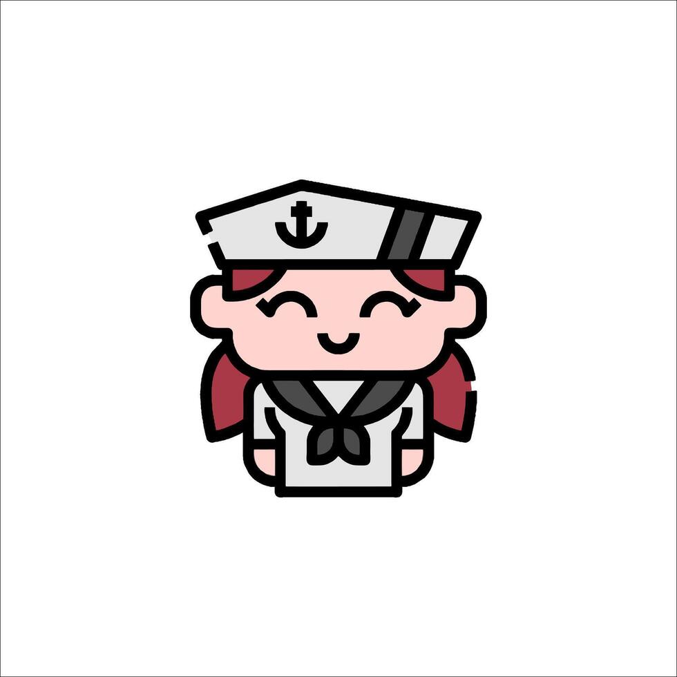 A cartoon sailor girl with red hair and a sailor hat vector