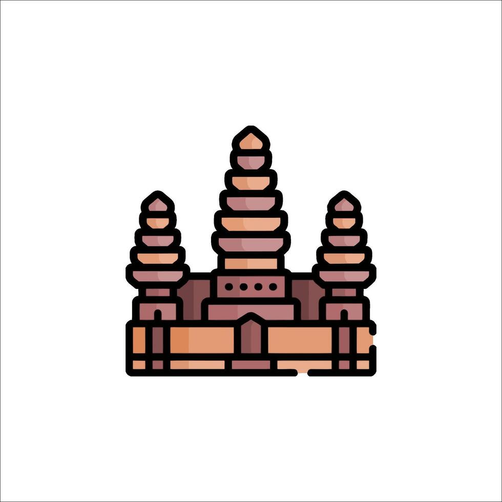 Angkor wat temple icon vector
