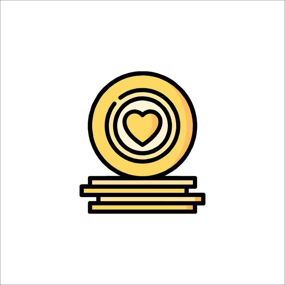 A gold coin with a heart on top of it vector