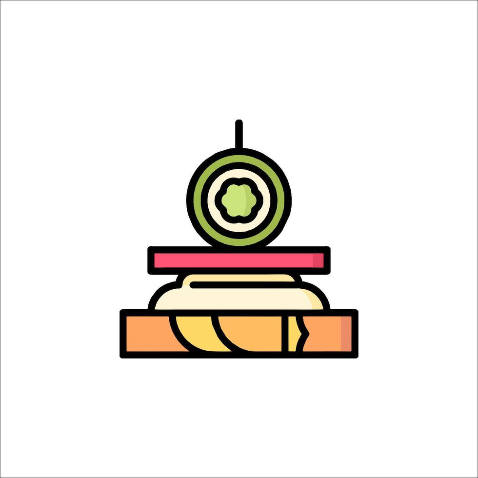 A sandwich with a green slice of fruit on top vector