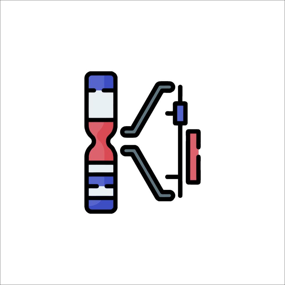 A line drawing of a clock with a red and blue hand vector
